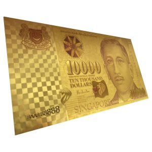 اسکناس 10.000 دلار سنگاپور روکش آب طلا